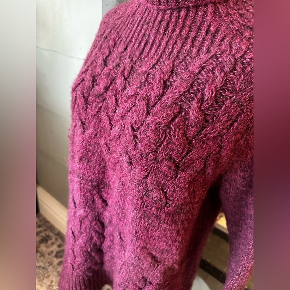 Free People Runway Cable Knit Sweater Dress Burgundy Size S - Picture 7 of 8